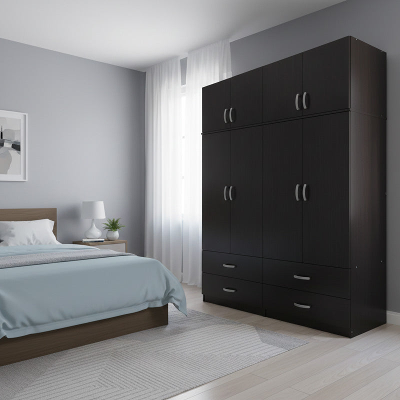 Dulap Athos cu 4 usi, sertare si loft, 160x42x240 cm - Dulap Athos cu 4 usi, sertare si loft, 160x42x240 cm - 383-000249