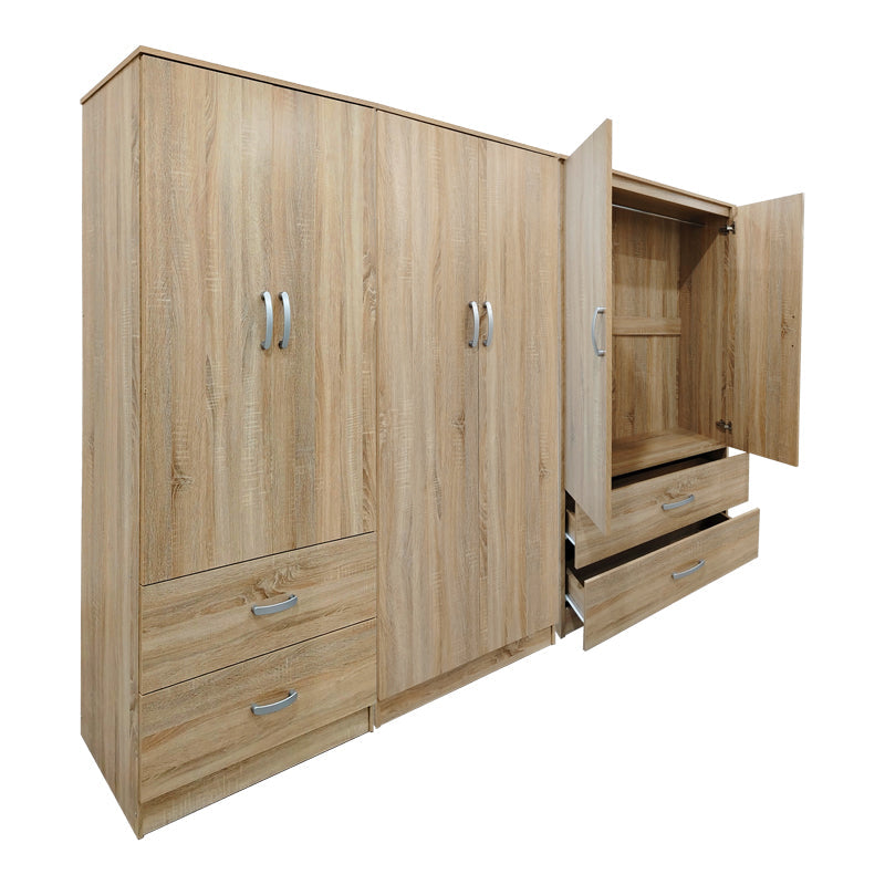 Dulap Athos cu 6 usi, 240x42x180 cm - Stejar