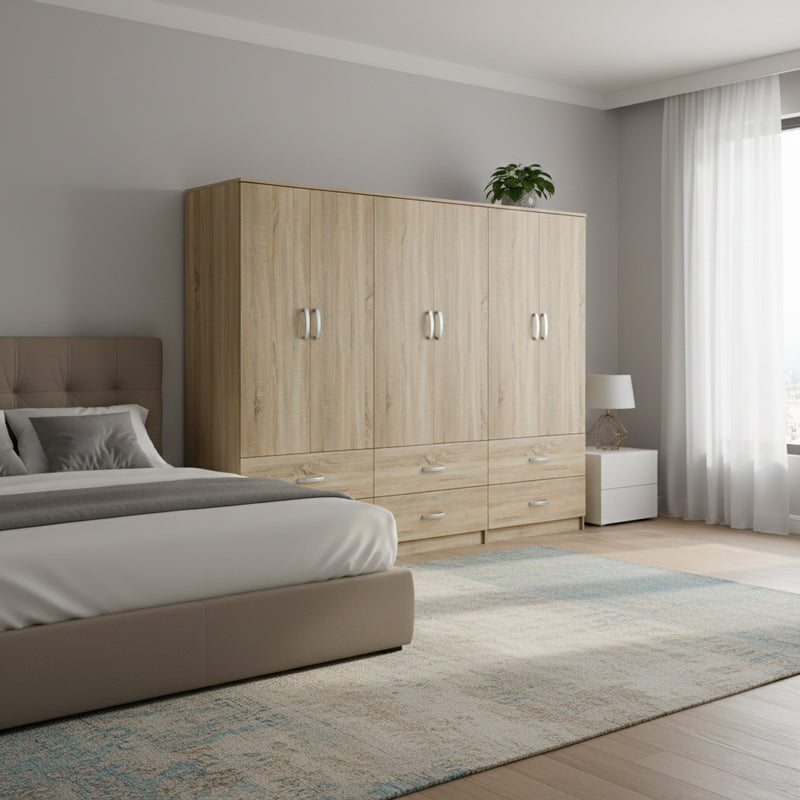 Dulap Athos cu 6 usi si sertare, 240x42x180 cm - Dulap Athos cu 6 usi si sertare, 240x42x180 cm - 383-000201