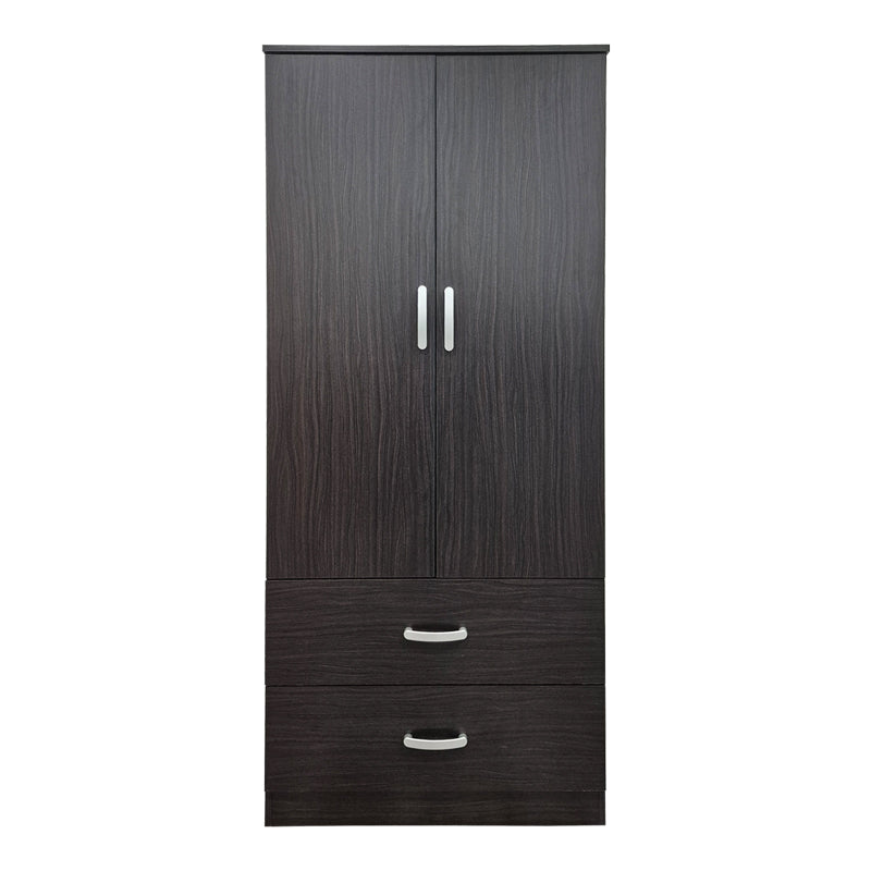 Dulap de haine Alvia cu 2 uși și 2 sertare, Diverse culori, 80x52x180 cm - WENGE