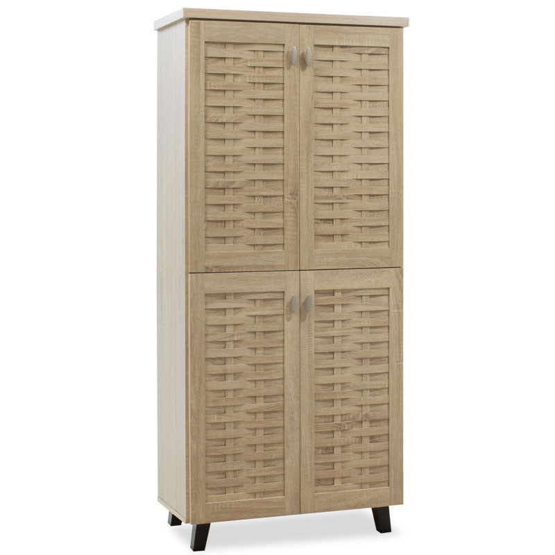Dulap de pantofi Mantam 4 usi, 24 - 30 de perechi, Sonoma - Nuc, 78x40x170 cm - Sonoma