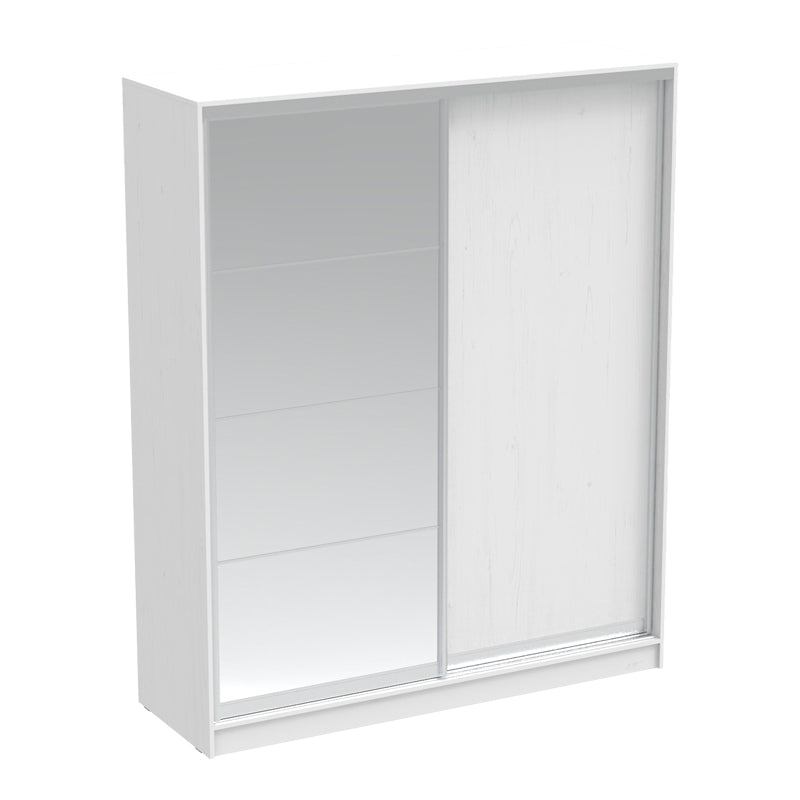 Dulap dormitor cu 2 usi glisante cu oglinda Aparador, Alb - Stejar, 180x60x220 cm - Alb