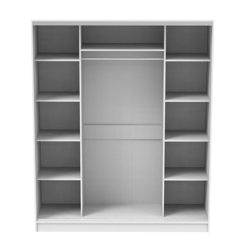 Dulap dormitor cu 2 usi glisante cu oglinda Aparador, Alb - Stejar, 180x60x220 cm - Alb