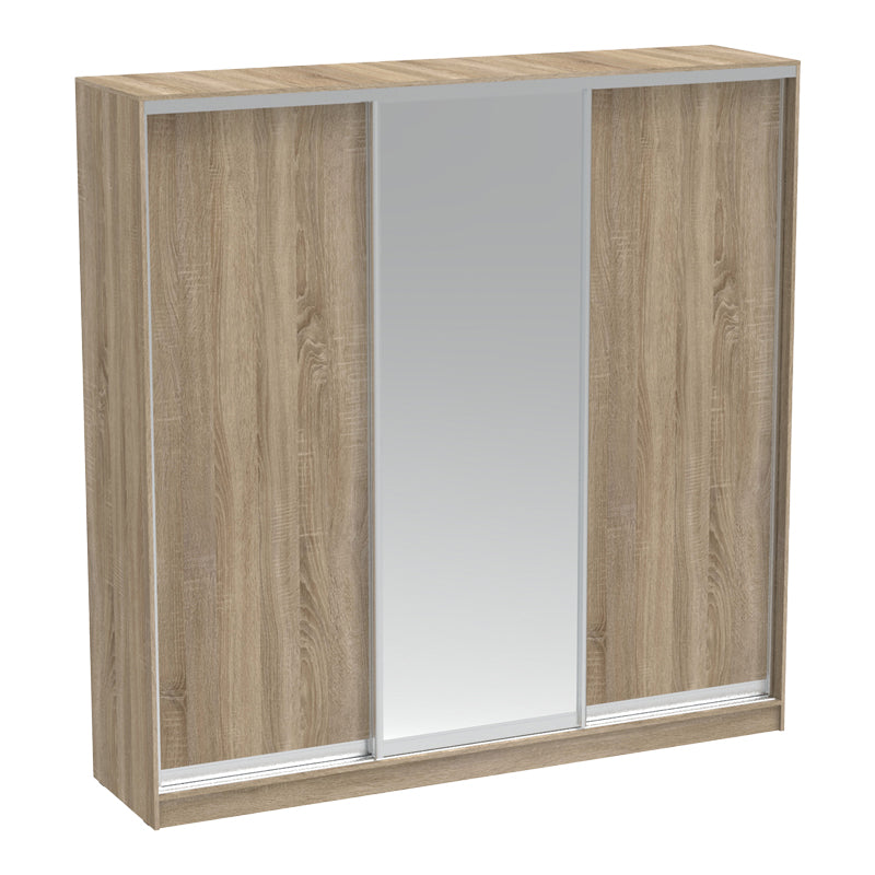 Dulap dormitor cu 2 usi glisante cu oglinda Aparador, Alb - Stejar, 240x60x240 cm - Dulap dormitor cu 2 usi glisante cu oglinda Aparador, Alb - Stejar, 240x60x240 cm