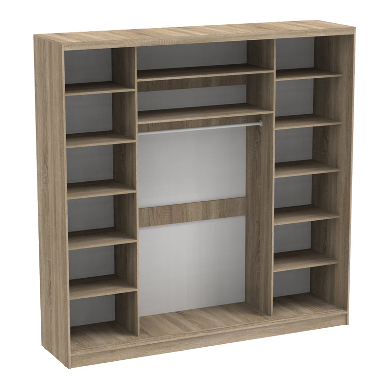 Dulap dormitor cu 2 usi glisante cu oglinda Aparador, Alb - Stejar, 240x60x240 cm - Stejar