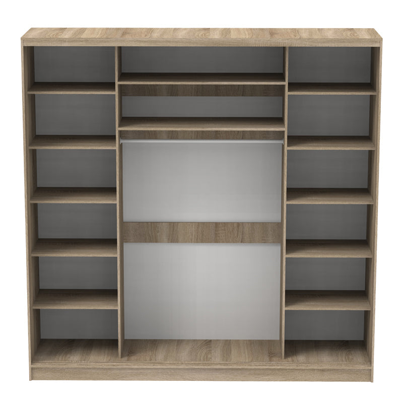Dulap dormitor cu 2 usi glisante cu oglinda Aparador, Alb - Stejar, 240x60x240 cm - Stejar
