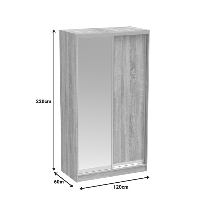 Dulap Korredor cu usi glisante si oglinda, 120x60x220 cm - Stejar