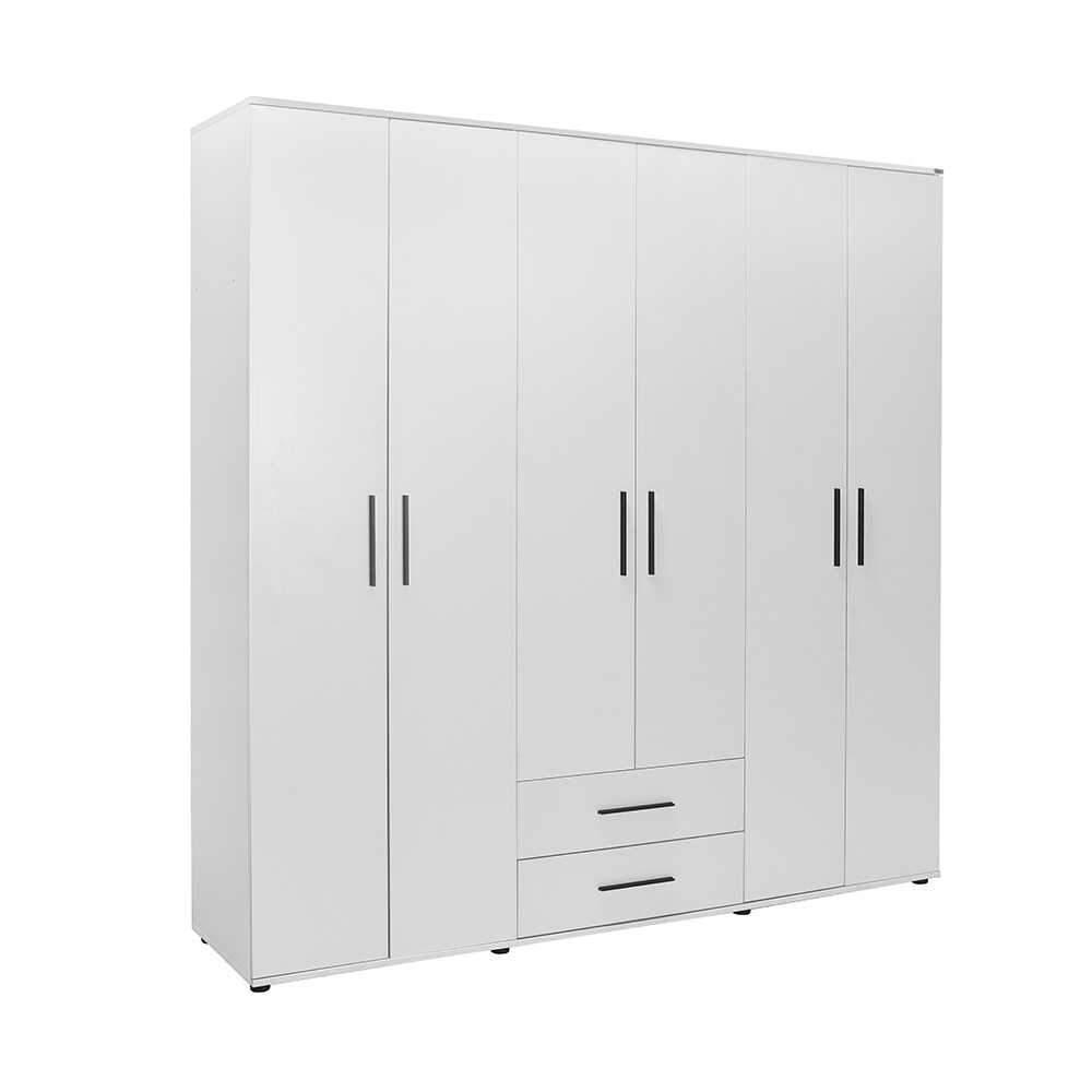 Dulap Haine GRD-662-BB-4 Home Collection® White, 6 usi, 2 sertare, Alb, 206x213x52 cm
