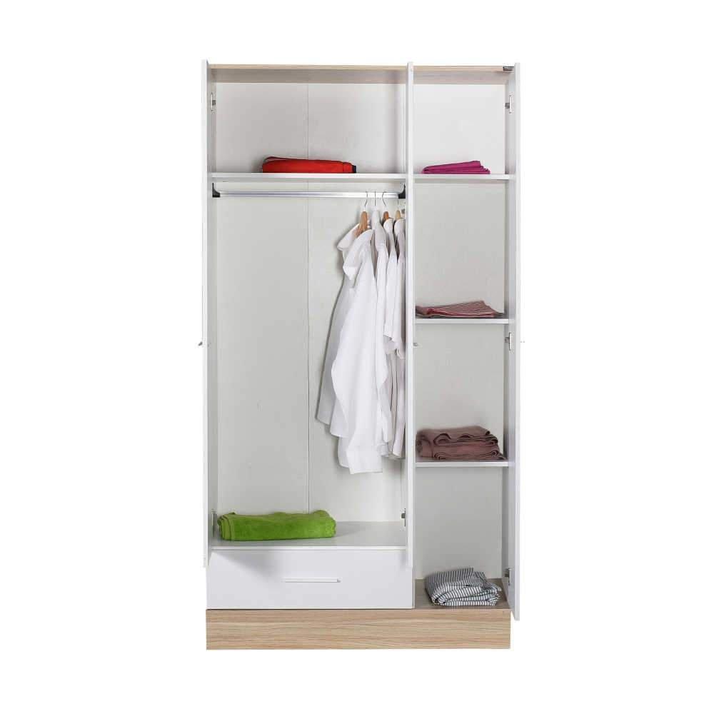 Dulap Haine GRD-831-MB-3 Home Collection® Base, 3 usi, 1 sertar, Alb, 103x198x52 cm
