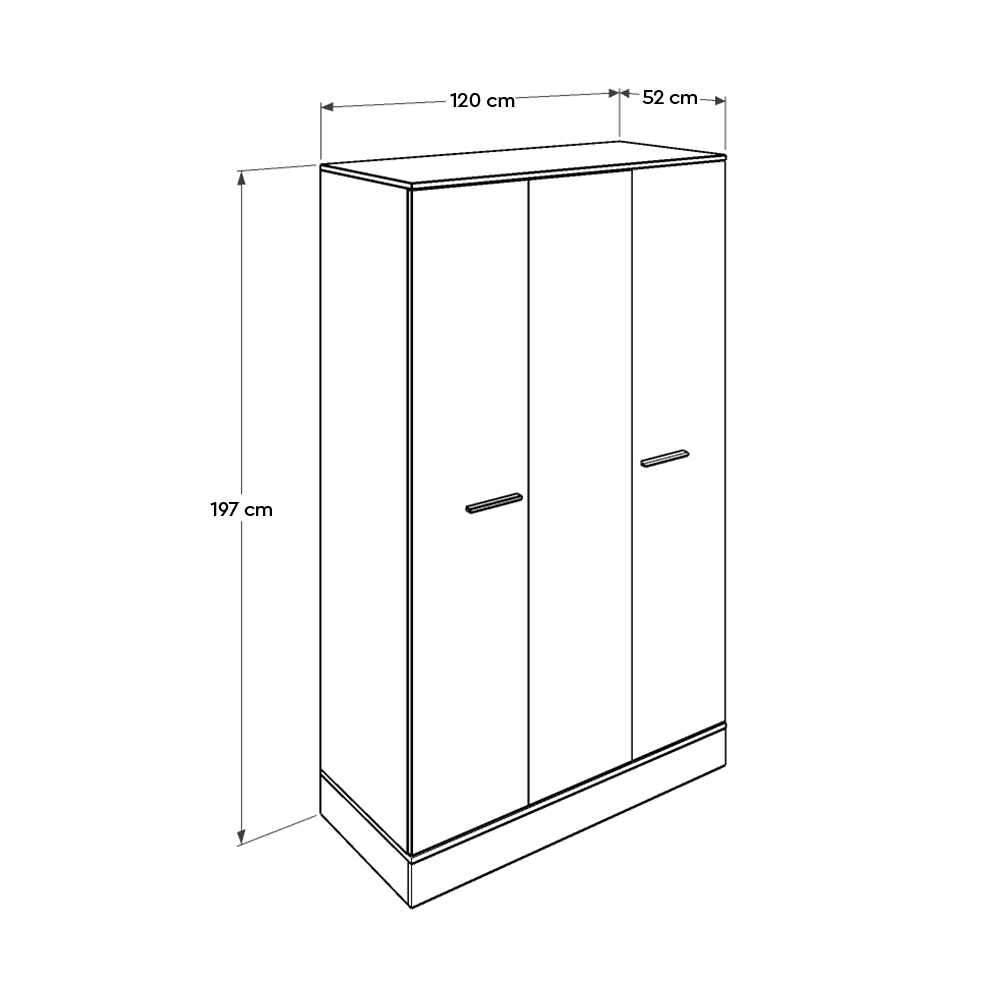 Dulap Haine GRD-830-MB-3 Home Collection® Base, 3 usi, Alb, 120x197x52 cm