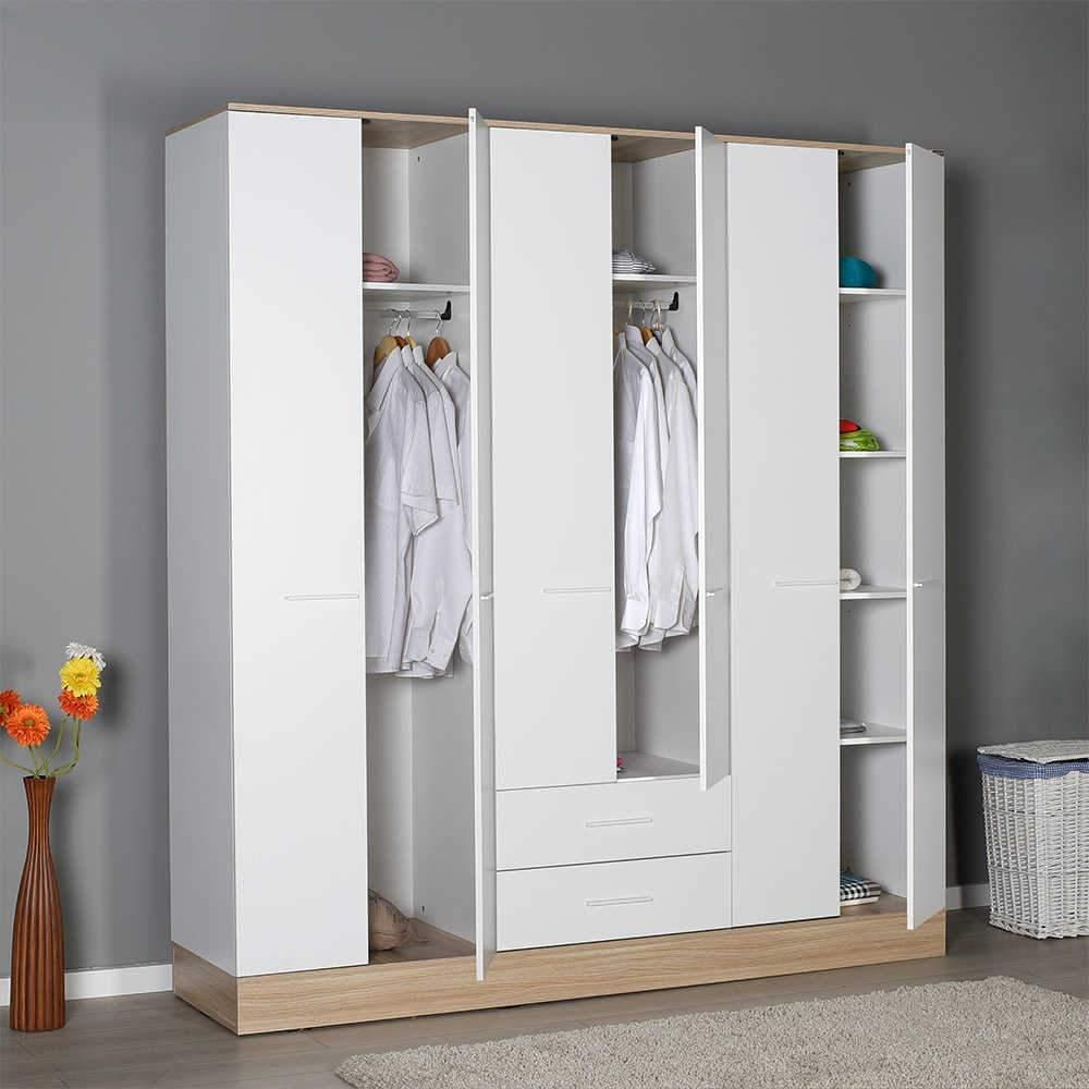 Dulap Haine GRD-862-MB-4 Home Collection® Base, 6 usi, 2 sertare, Alb, 206x224x52 cm