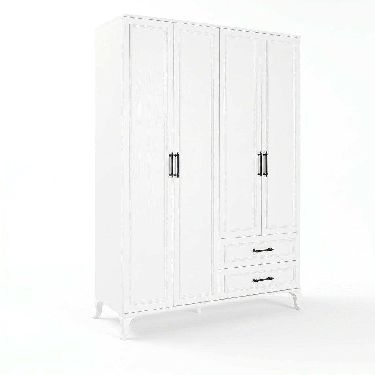Dulap Haine GRD-1042-DD-3 Home Collection® Country, 4 usi cu 2 sertare, Alb, 137x199x51 cm