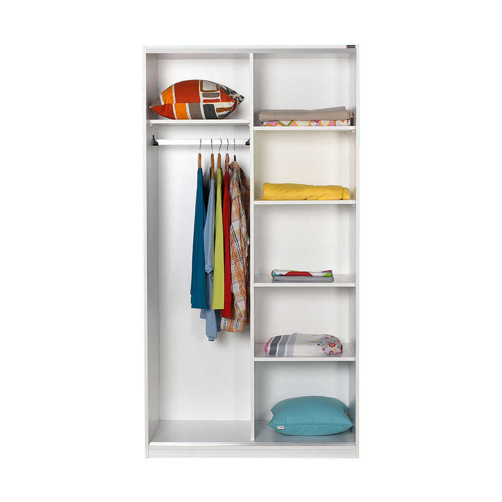 Dulap Haine SWD-436-BB-2 Home Collection® cu 2 usi glisante si 6 compartimente, Alb, 94x182x52 cm