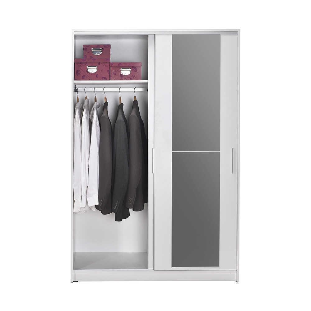 Dulap Haine SWD-512-BB-2 Home Collection® Elit Mediu, 2 usi glisante cu oglinda, Alb - Natur - Sonoma, 120x182x52 cm - Alb | SKU: SWD-512-BB-2, SWD-512-TT-2, SWD-512-SN-2