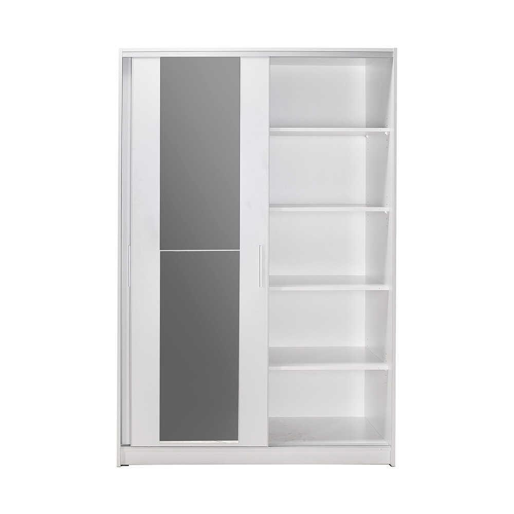 Dulap Haine SWD-512-BB-2 Home Collection® Elit Mediu, 2 usi glisante cu oglinda, Alb - Natur - Sonoma, 120x182x52 cm - Alb | SKU: SWD-512-BB-2, SWD-512-TT-2, SWD-512-SN-2