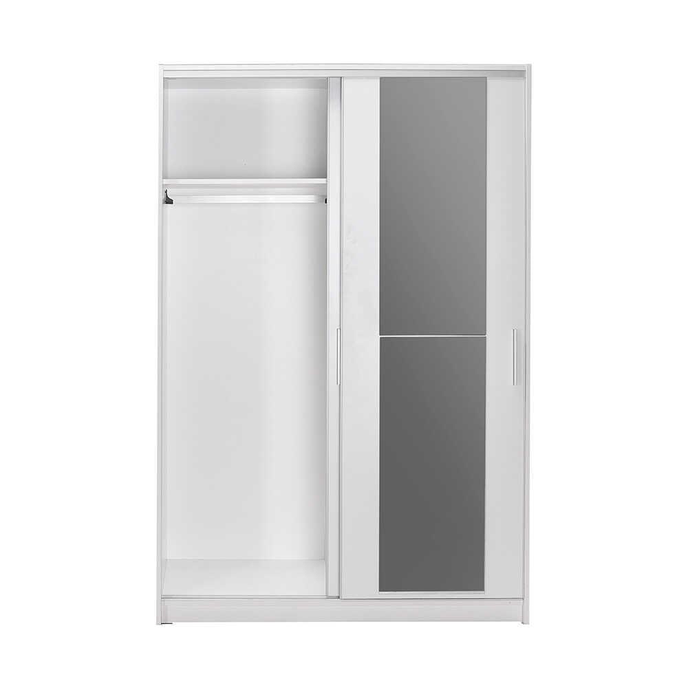 Dulap Haine SWD-512-BB-2 Home Collection® Elit Mediu, 2 usi glisante cu oglinda, Alb - Natur - Sonoma, 120x182x52 cm - Alb | SKU: SWD-512-BB-2, SWD-512-TT-2, SWD-512-SN-2