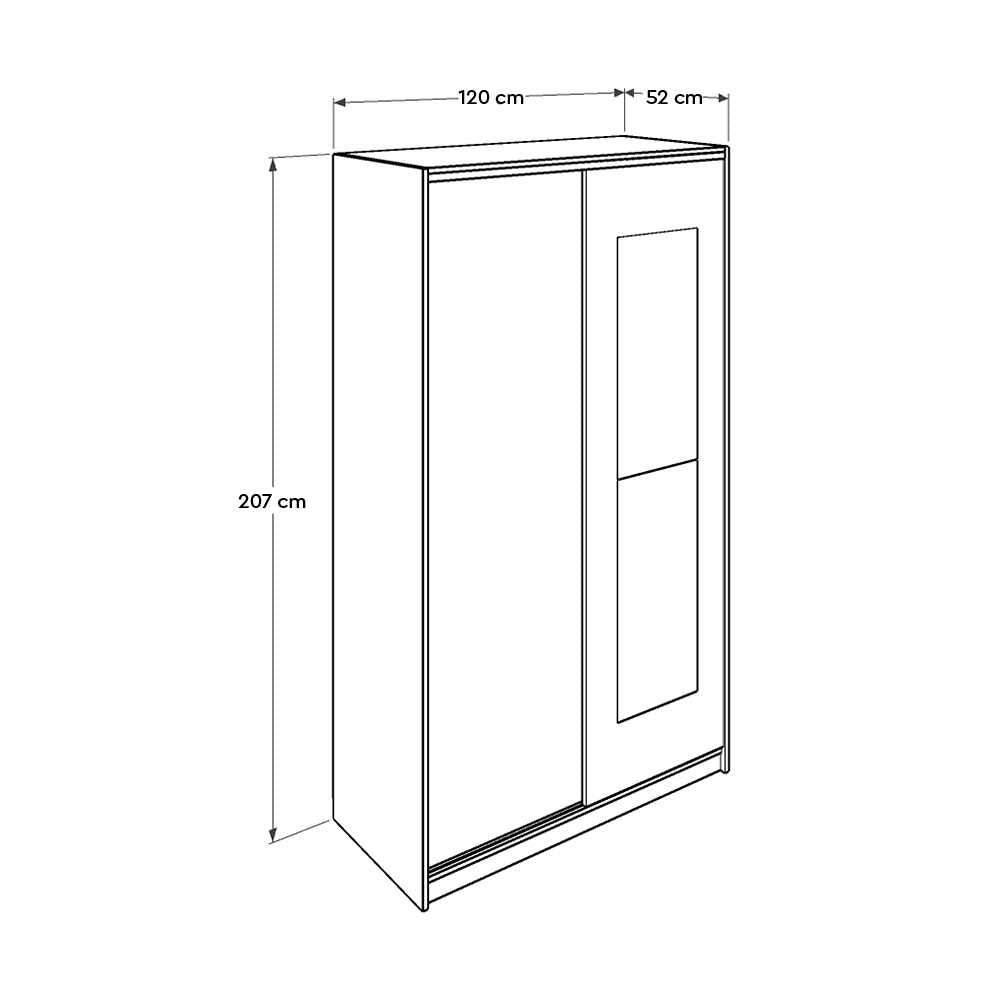Dulap Haine SWD-713-TT-2 Home Collection® Elit Plus, 2 usi glisante cu oglinda, Sonoma, 120x207x52 cm