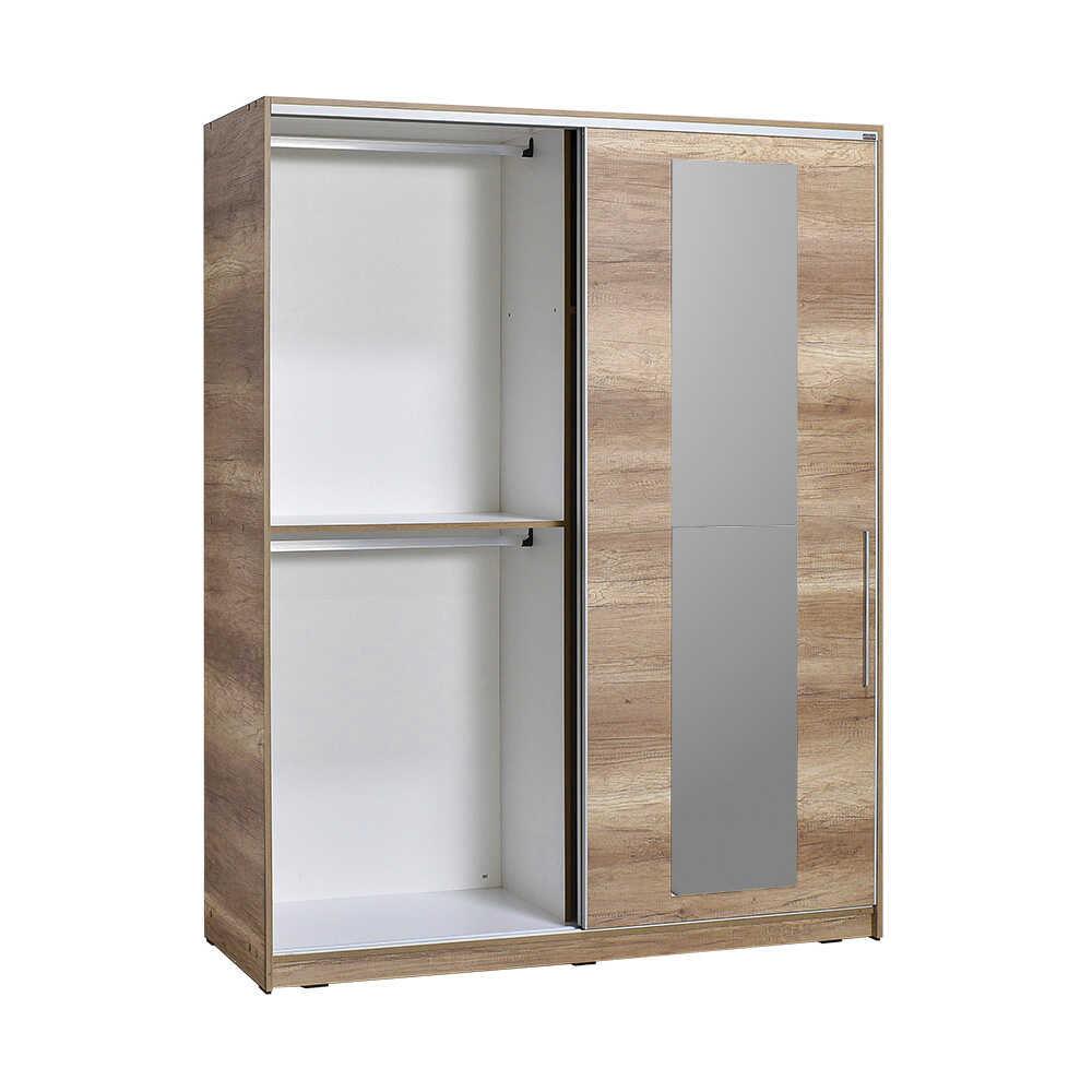 Dulap Haine SWD-716-TT-3 Home Collection® Elit XL, 2 usi glisante cu oglinda si 3 umarase, Lemn, Natural - Sonoma, 160x207x60 cm