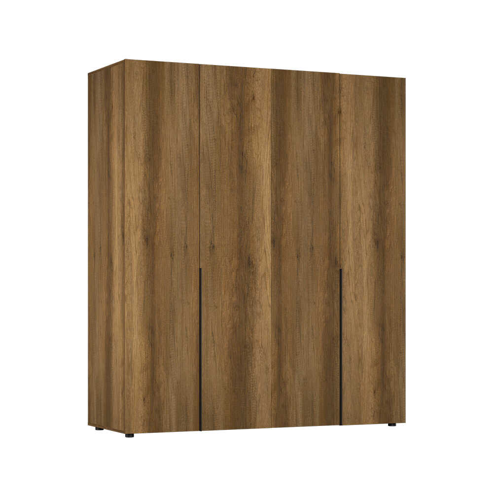 Dulap Haine GRD-1740-DD-3 Home Collection® Oryana cu 4 usi cu rafturi si umerasi, 180x210x62 cm - Nuc | SKU: GRD-1740-DD-3, GRD-1740-OO-3, GRD-1740-FF-3