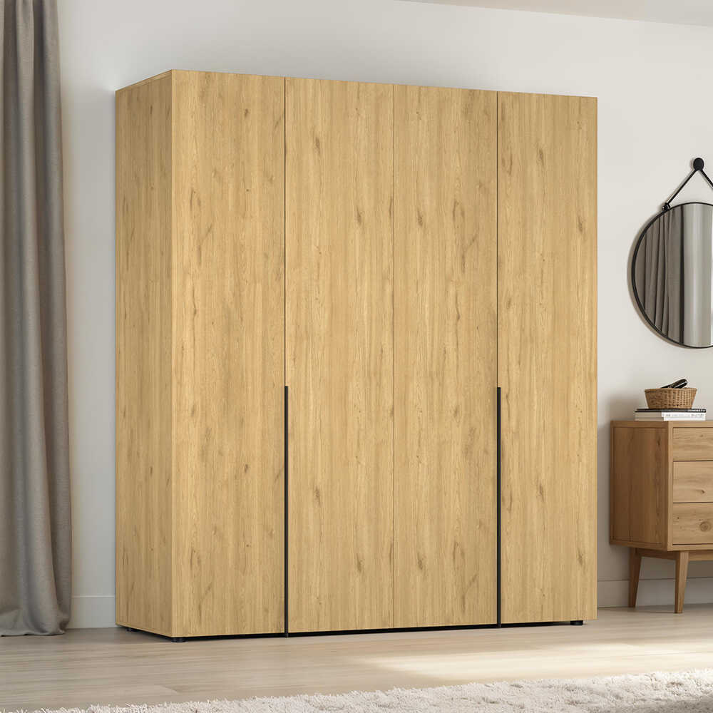Dulap Haine GRD-1740-DD-3 Home Collection® Oryana cu 4 usi cu rafturi si umerasi, 180x210x62 cm - Stejar | SKU: GRD-1740-FF-3