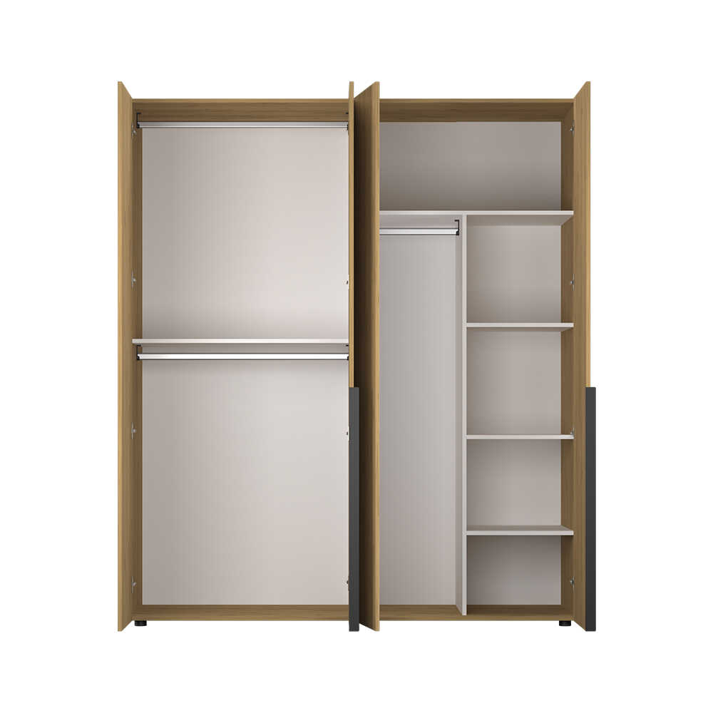 Dulap Haine GRD-1740-DD-3 Home Collection® Oryana cu 4 usi cu rafturi si umerasi, 180x210x62 cm - Stejar | SKU: GRD-1740-FF-3