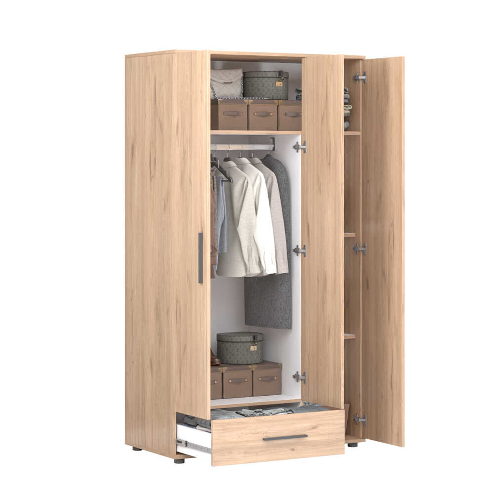 Dulap Haine GRD-631-BB-2 Home Collection® Trendline, 3 usi, 1 sertar, Alb - Stejar, 103x187x52 cm - Dulap Haine GRD-631-BB-2 Home Collection® Trendline, 3 usi, 1 sertar, Alb - Stejar, 103x187x52 cm | SKU: GRD-631-FF-2