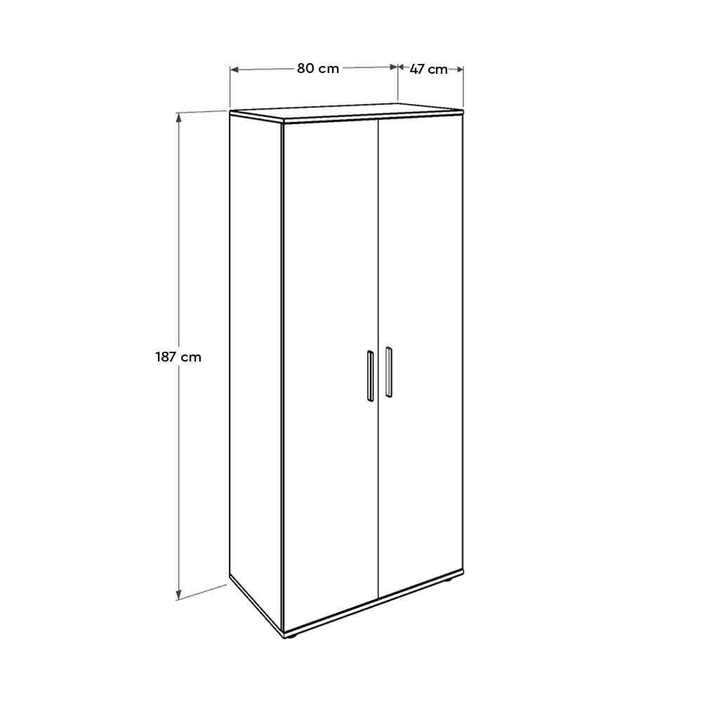Dulap Haine GRD-320-BB-1 Home Collection® Trendline cu 2 usi si umeras, Alb - Stejar, 80x187x47 cm - Alb | SKU: GRD-320-BB-1, GRD-320-FF-1