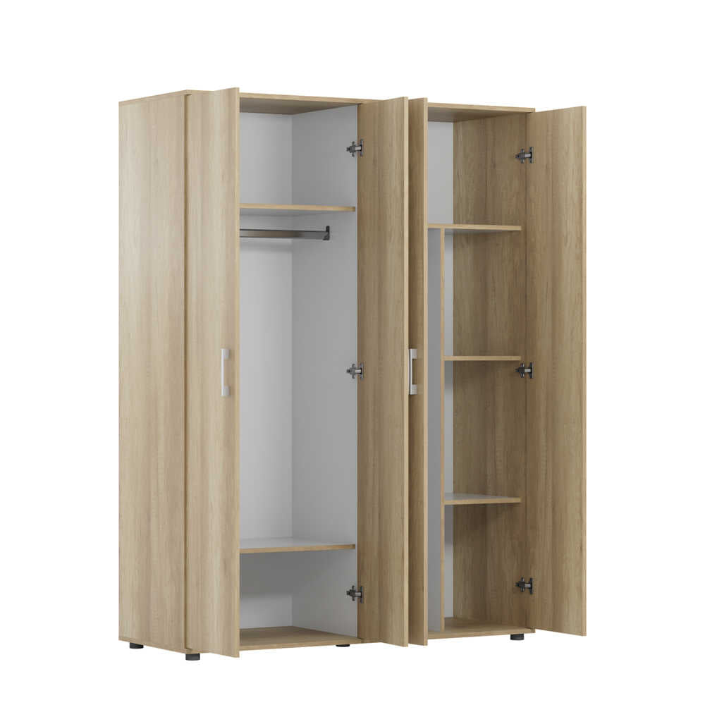 Dulap Haine GRD-640-TT-3 Home Collection® Trendline cu 4 usi, Natur, 137x187x51 cm