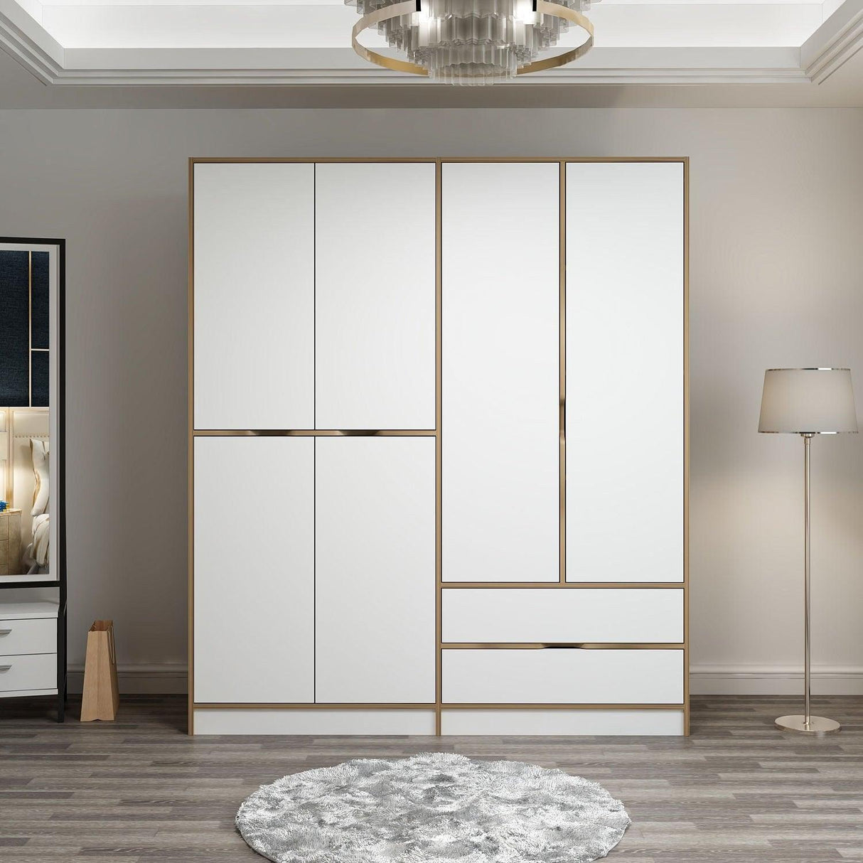 Dulap Haine Elina - 7926, Auriu, 185x52x208 cm