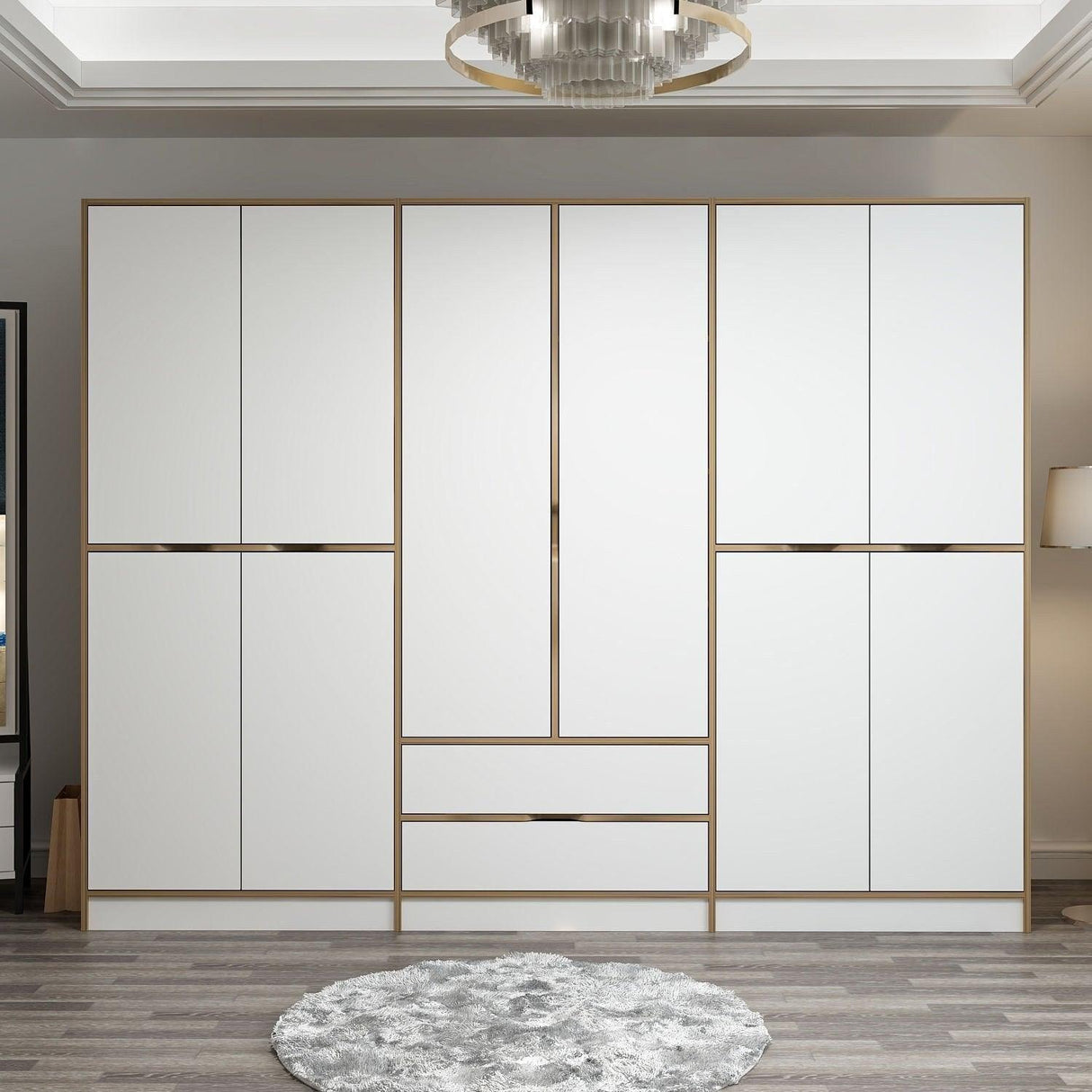 Dulap Haine Elina - 7927, Auriu, 277x52x208 cm