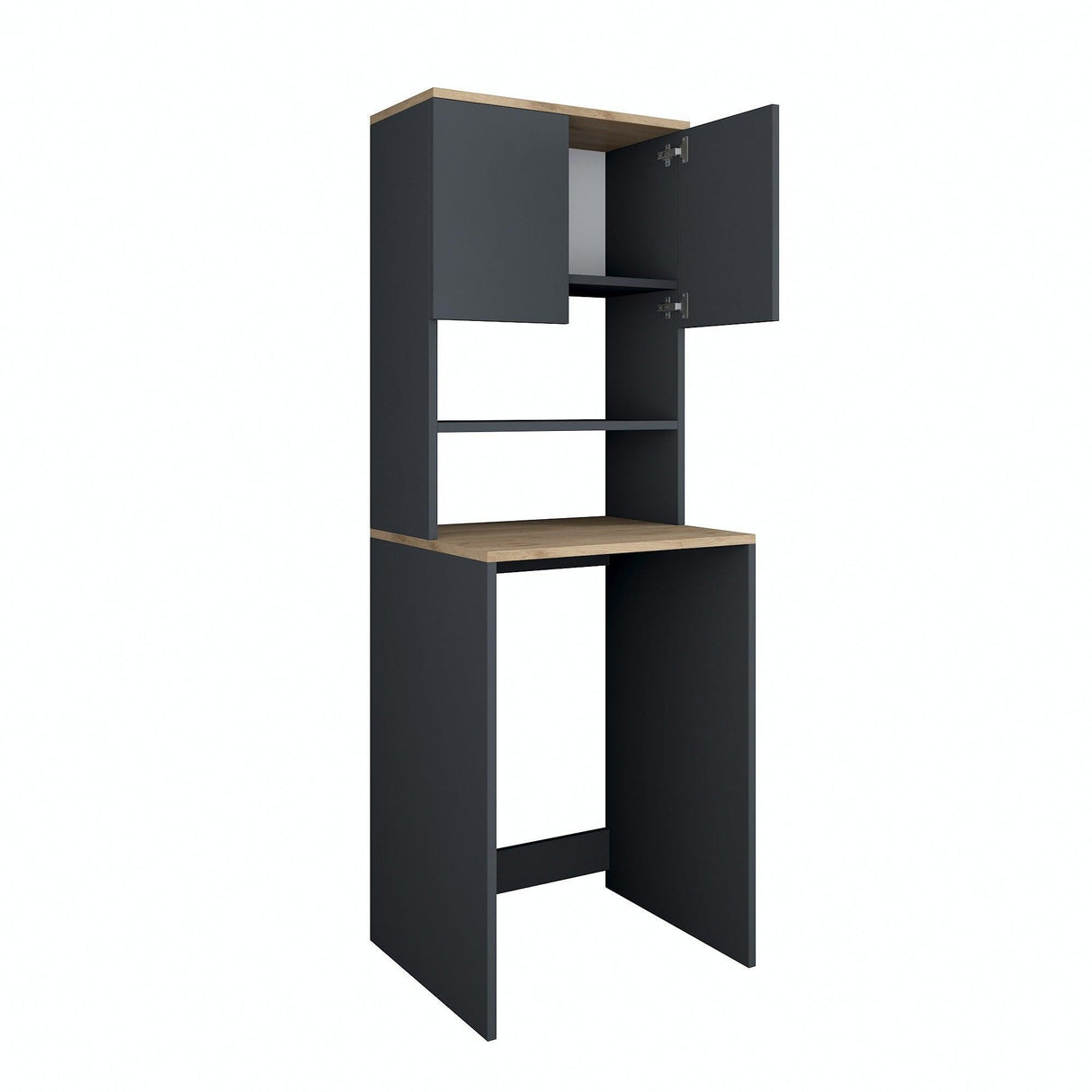Dulap Masina De Spalat Kaser cu 2 Usi si 3 Rafturi, Antracit, 65x183x60 cm