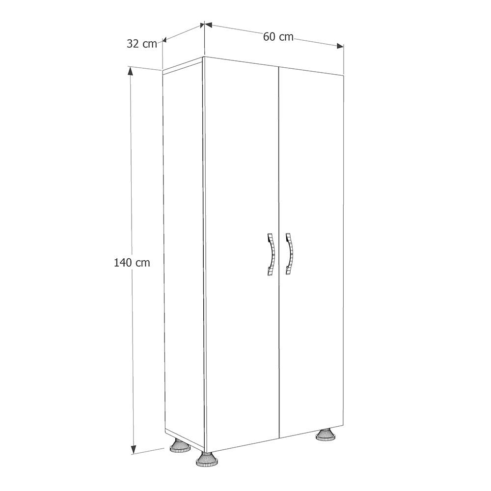 Dulap Multifunctional A2604 Home Collection® Diamond, 2 Usi, 4 rafturi, Alb, 60x140x32 cm