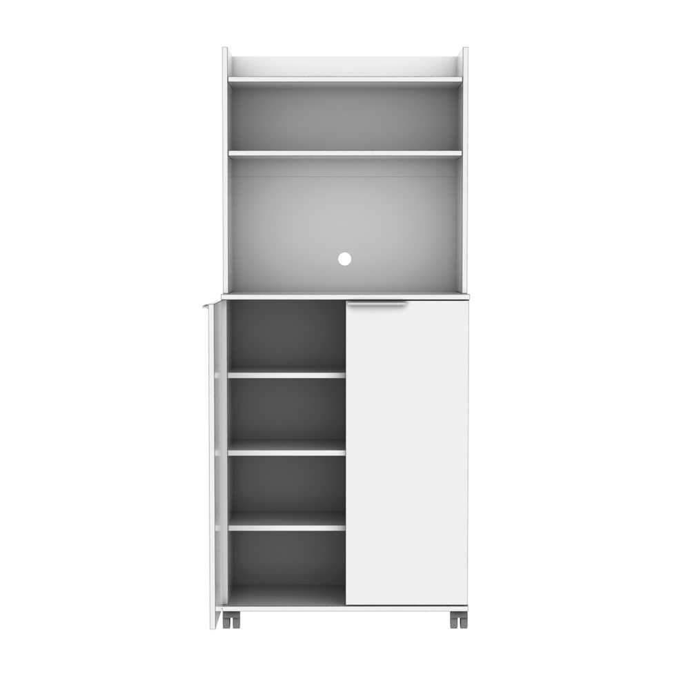 Dulap Multifunctional ADR-470-PP-1 Home Collection® Diamond, 2 usi, 6 rafturi, cu rotile, Alb Lucios, 73x172x36 cm
