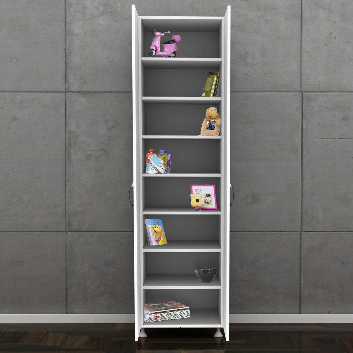 Dulap multifunctional A2622 Home Collection® Diamond, 8 rafturi, 2 Usi, Alb, 50x181x37 cm