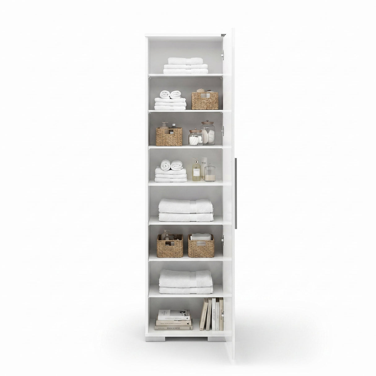 Dulap Multifunctional ADR-408-PP-1 Home Collection® Diamond, 8 rafturi, Usa reversibila, Alb, 50x187x35 cm