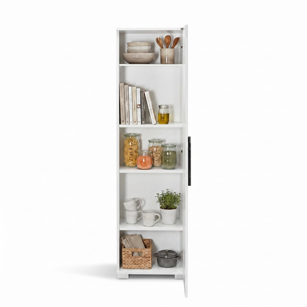 Dulap Multifunctional ADR-405-PP-1 Home Collection® Diamond, Usa reversibila, 5 rafturi, Alb, 45x169x32 cm