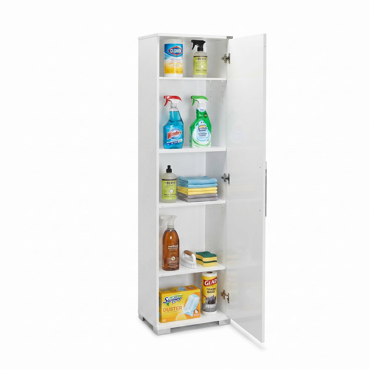Dulap Multifunctional ADR-405-PP-1 Home Collection® Diamond, Usa reversibila, 5 rafturi, Alb, 45x169x32 cm