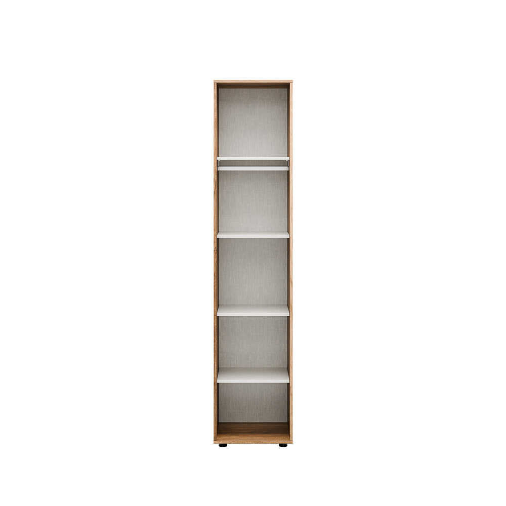 Dulap Multifunctional GRD-1710-DD-1 Home Collection® Oryana, 5 rafturi si umeras, usa reversibila, Alb - Nuc, 45x210x62 cm - Nuc | SKU: GRD-1710-DD-1, GRD-1710-OO-1