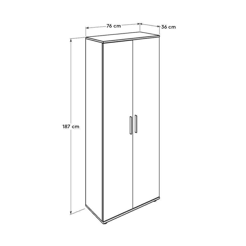 Dulap Multifunctional SHC-529-BB-2 Home Collection® Porto, 2 usi, 8 rafturi, Alb, 76x187x36 cm