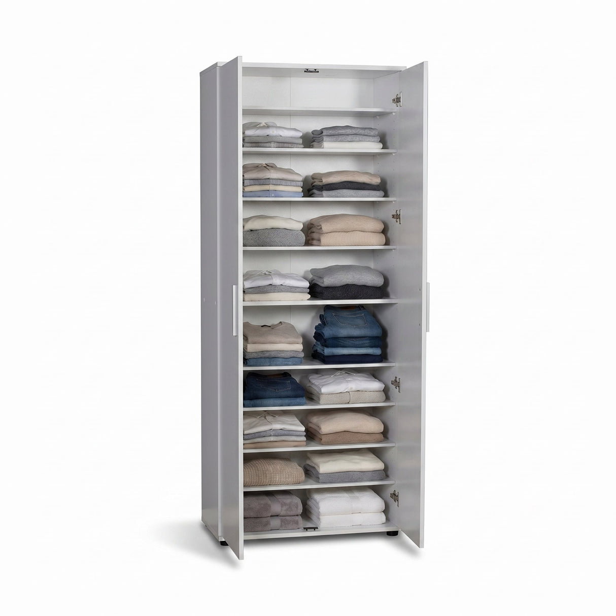 Dulap Multifunctional SHC-529-BB-2 Home Collection® Porto, 2 usi, 8 rafturi, Alb, 76x187x36 cm