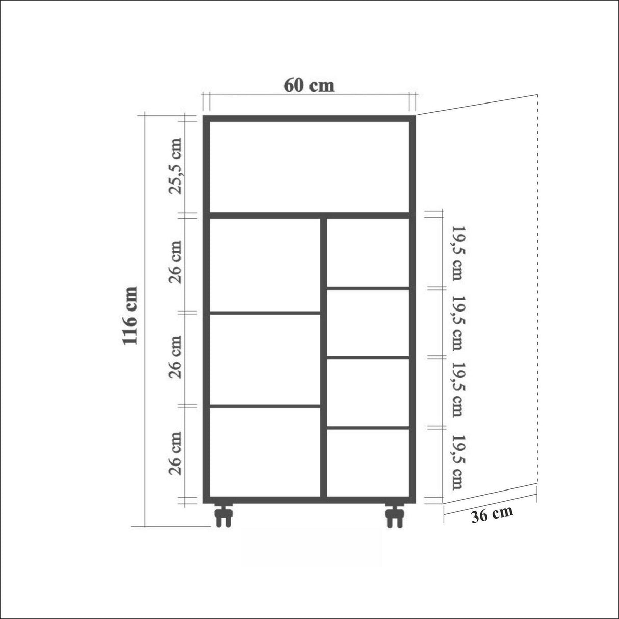 Dulap Multifunctional Kiler 3, Crem, 116x36x60 cm