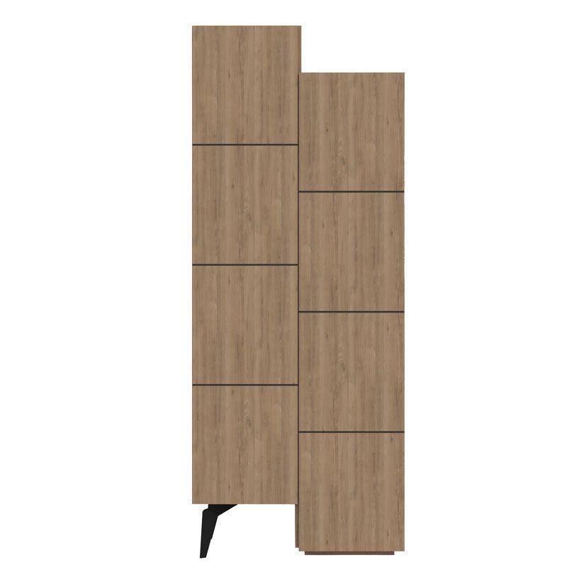 Dulap multifunctional Romane cu 2 usi, Alb - Natural, 63x38x155 cm - Natural