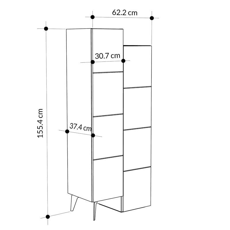 Dulap multifunctional Romane cu 2 usi, Alb - Natural, 63x38x155 cm - Natural