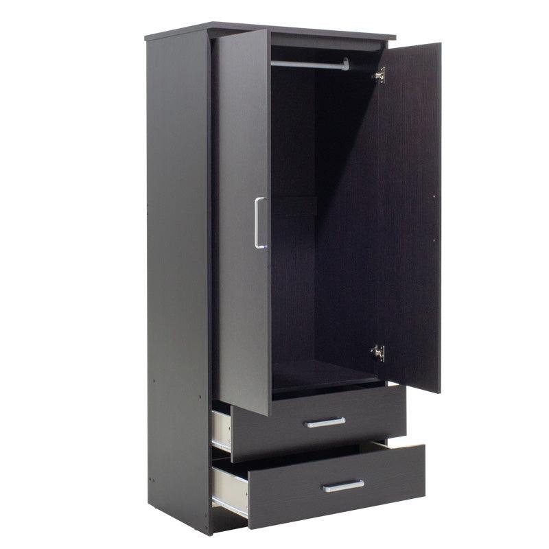 Dulap Olympus Cu 2 Usi Si Sertare, Natural - Negru, 81x57x183 cm - Negru