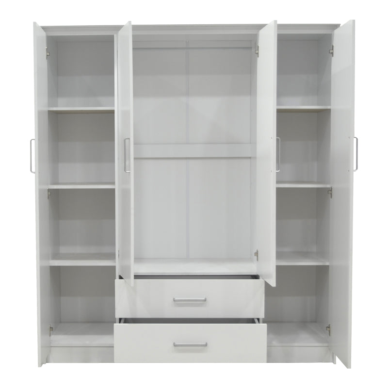 Dulap Olympus cu 4 usi si sertare, Alb - Stejar, 159x57x183 cm - Alb