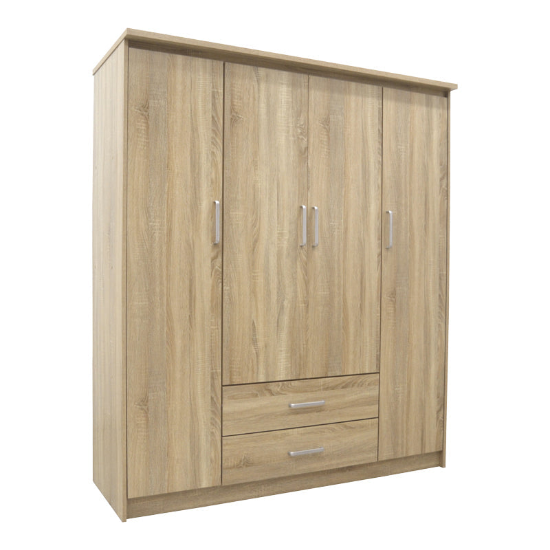 Dulap Olympus cu 4 usi si sertare, Alb - Stejar, 159x57x183 cm - Dulap Olympus cu 4 usi si sertare, Alb - Stejar, 159x57x183 cm - 123-000231