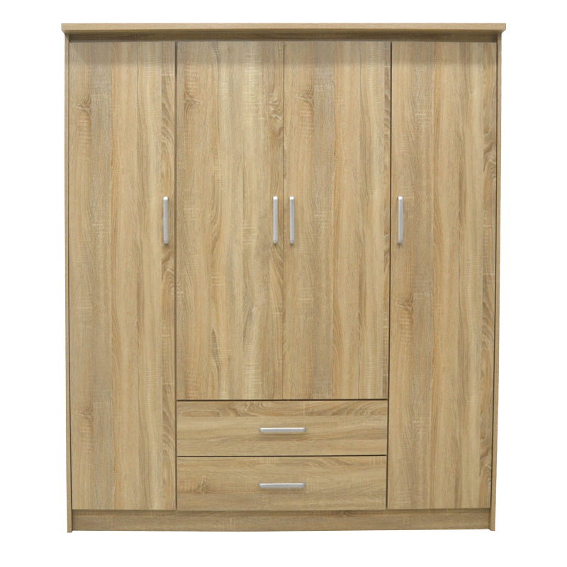 Dulap Olympus cu 4 usi si sertare, Alb - Stejar, 159x57x183 cm - Stejar
