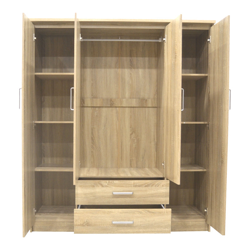 Dulap Olympus cu 4 usi si sertare, Alb - Stejar, 159x57x183 cm - Stejar