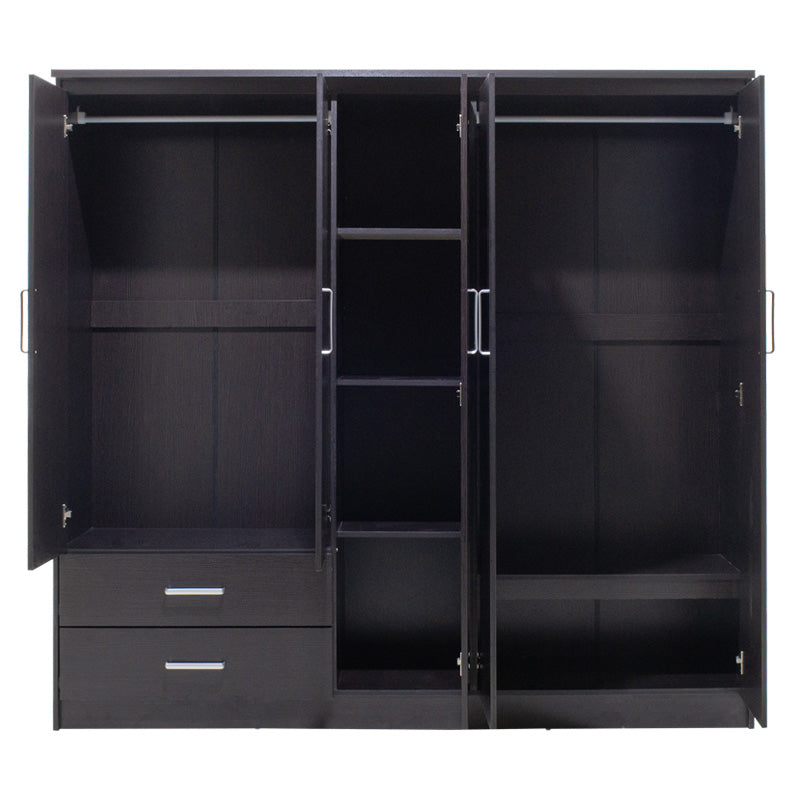 Dulap Olympus cu 5 usi si sertare cu oglinda, 198x57x183 cm - Nuc