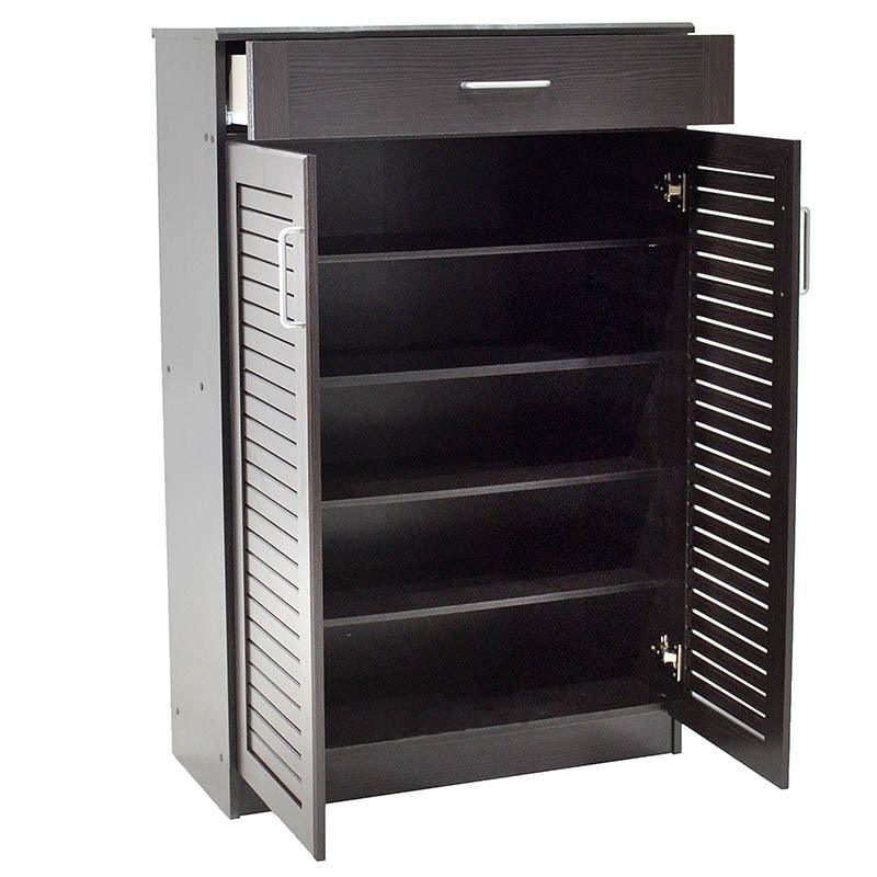 Dulap pantofi MDF Sante, 20 perechi, 80 x 37 x 123 cm - Negru